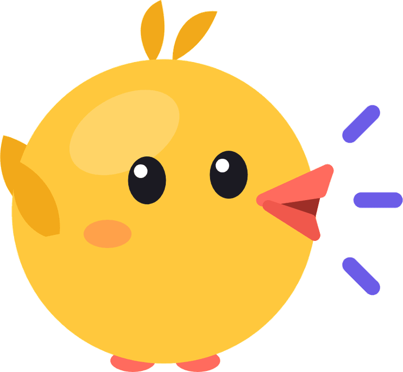 Yappi, a yellow chick, chatting in English